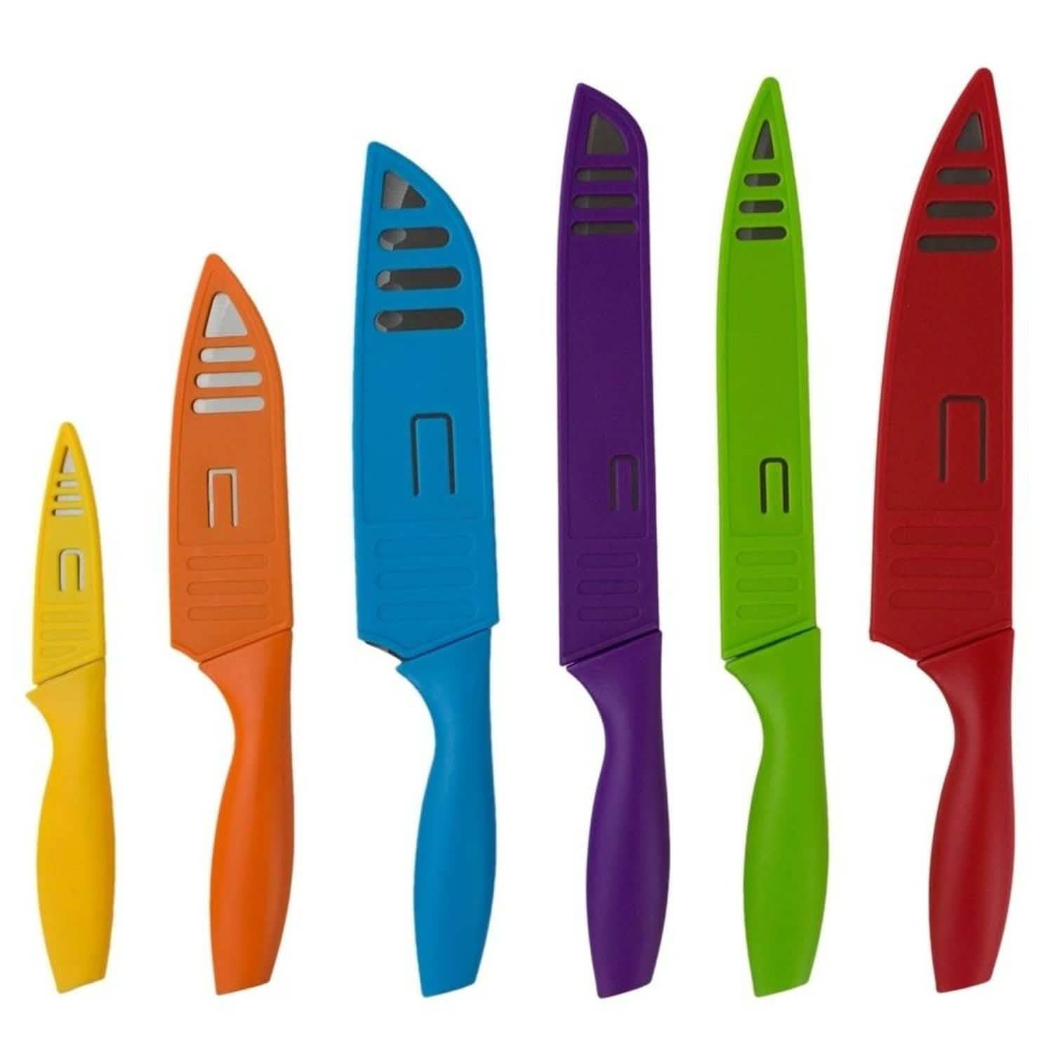 6-Piece Set: Sazon Stainless Steel Knife and Colorful Slip Covers Kitchen Essentials - DailySale