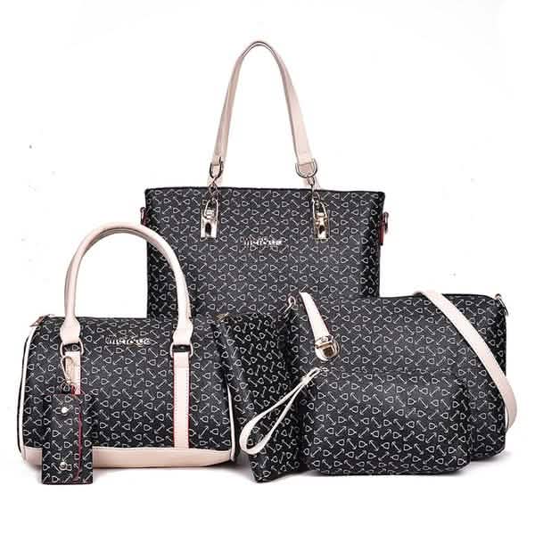6-Piece Set: Women's Shoulder Bags Luxury Totes Bags & Travel Black - DailySale