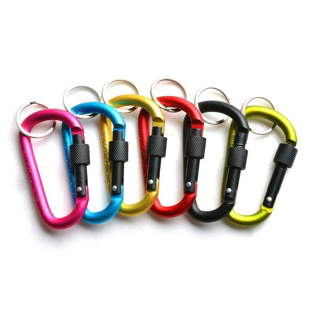 6-Pieces: D-Ring Screw Locking Carabiner Hook Clip Aluminum Camping Keychain Sports & Outdoors - DailySale