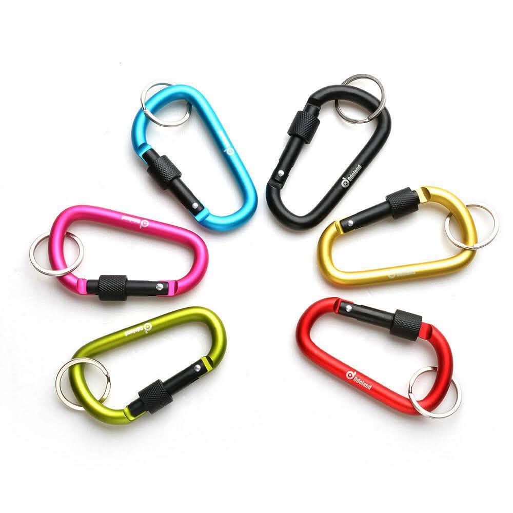 6-Pieces: D-Ring Screw Locking Carabiner Hook Clip Aluminum Camping Keychain Sports & Outdoors - DailySale