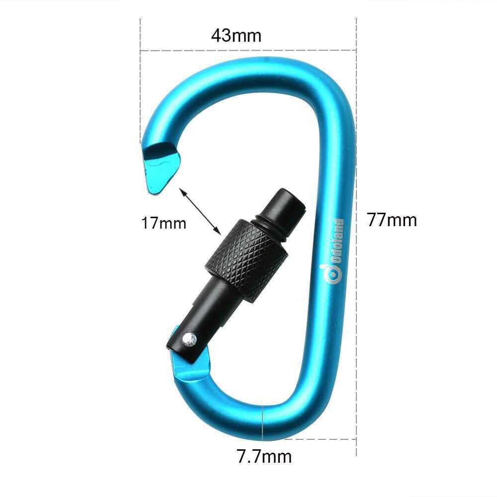 6-Pieces: D-Ring Screw Locking Carabiner Hook Clip Aluminum Camping Keychain Sports & Outdoors - DailySale