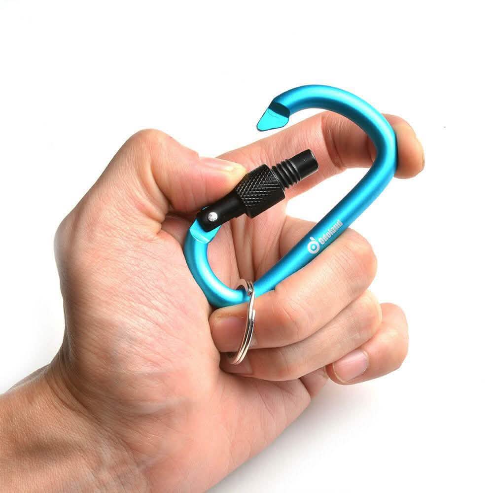 6-Pieces: D-Ring Screw Locking Carabiner Hook Clip Aluminum Camping Keychain Sports & Outdoors - DailySale