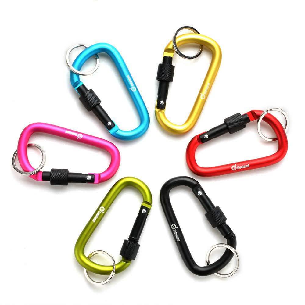 6-Pieces: D-Ring Screw Locking Carabiner Hook Clip Aluminum Camping Keychain Sports & Outdoors - DailySale