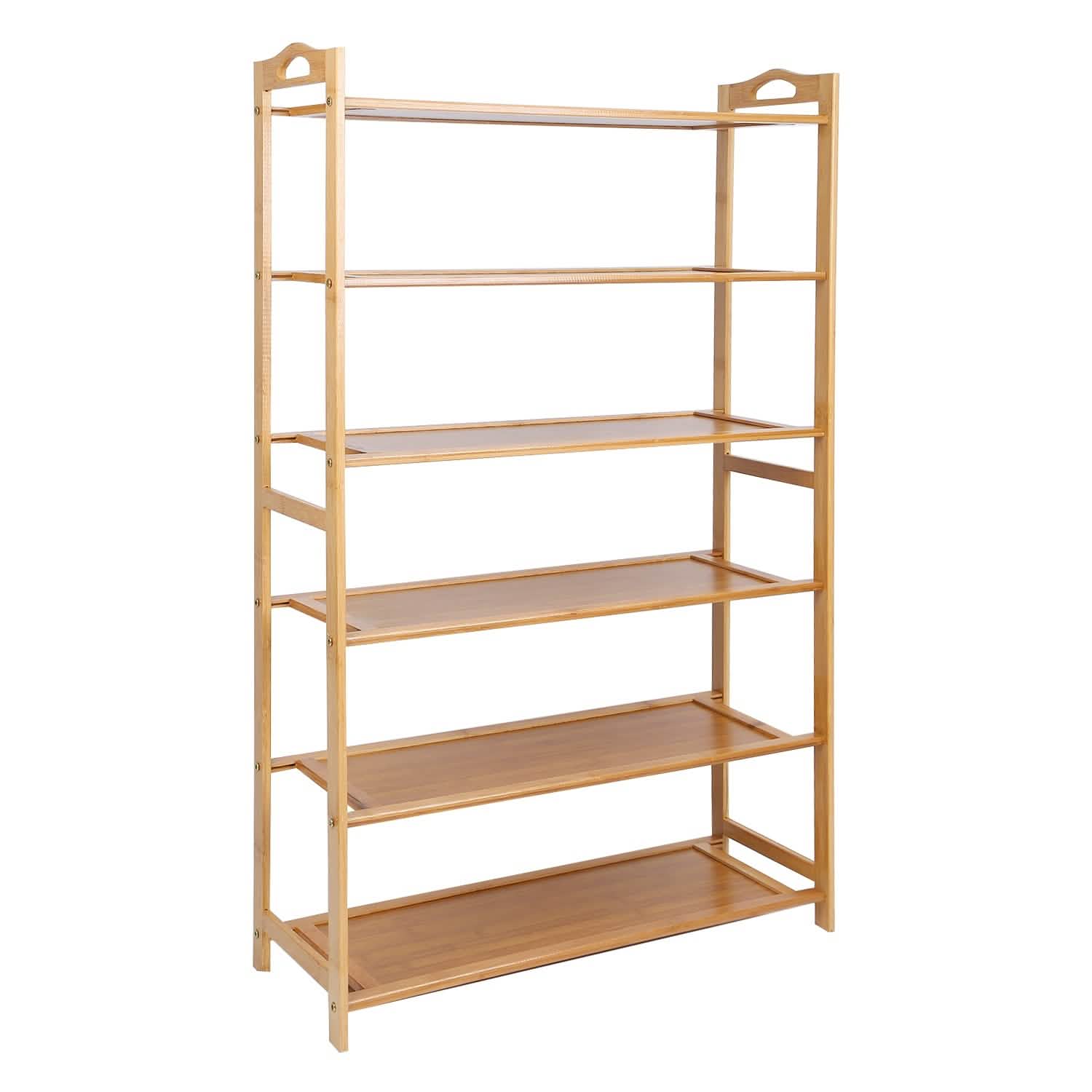 6 Tier Bamboo Shoe Rack Organizer Closet & Storage - DailySale