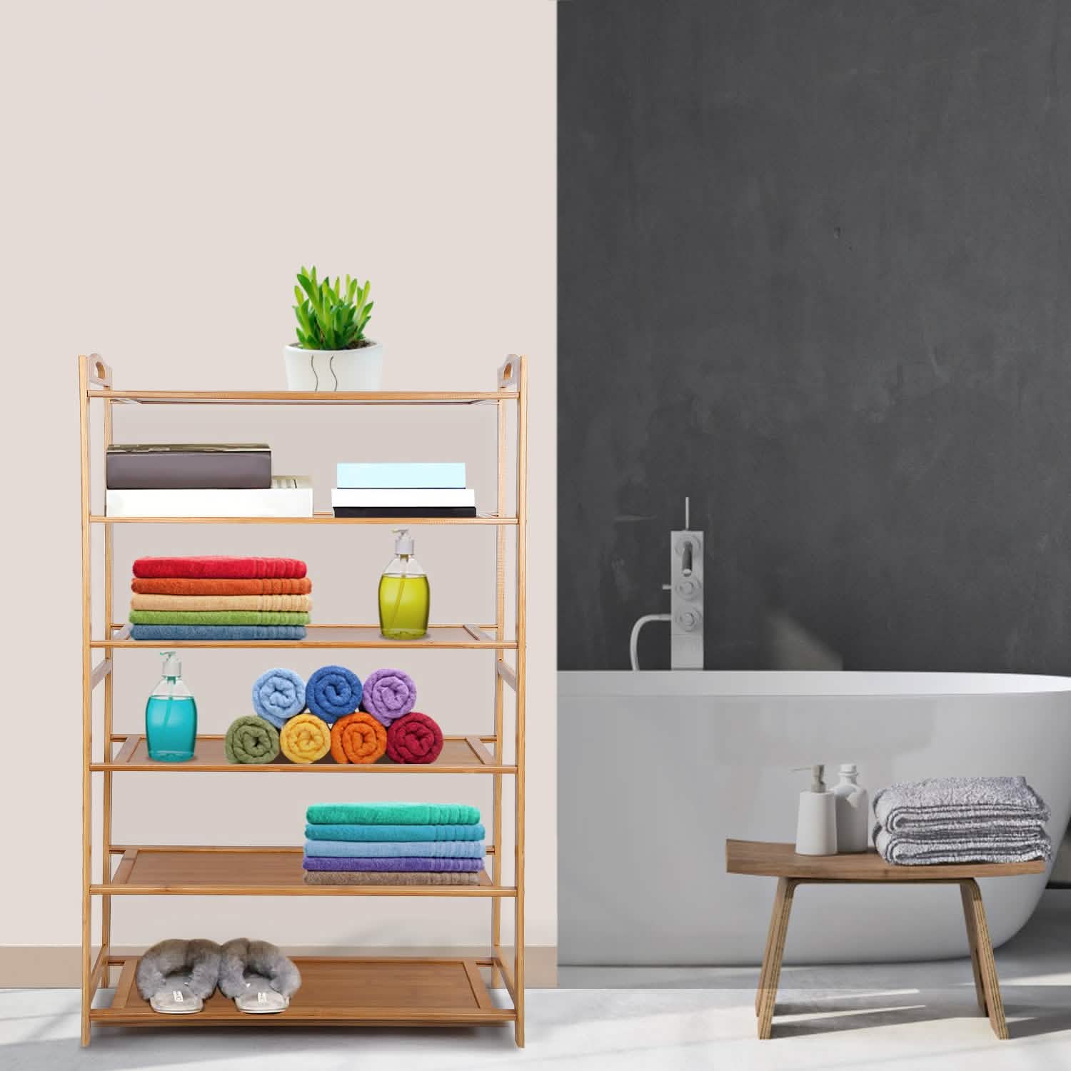 6 Tier Bamboo Shoe Rack Organizer Closet & Storage - DailySale