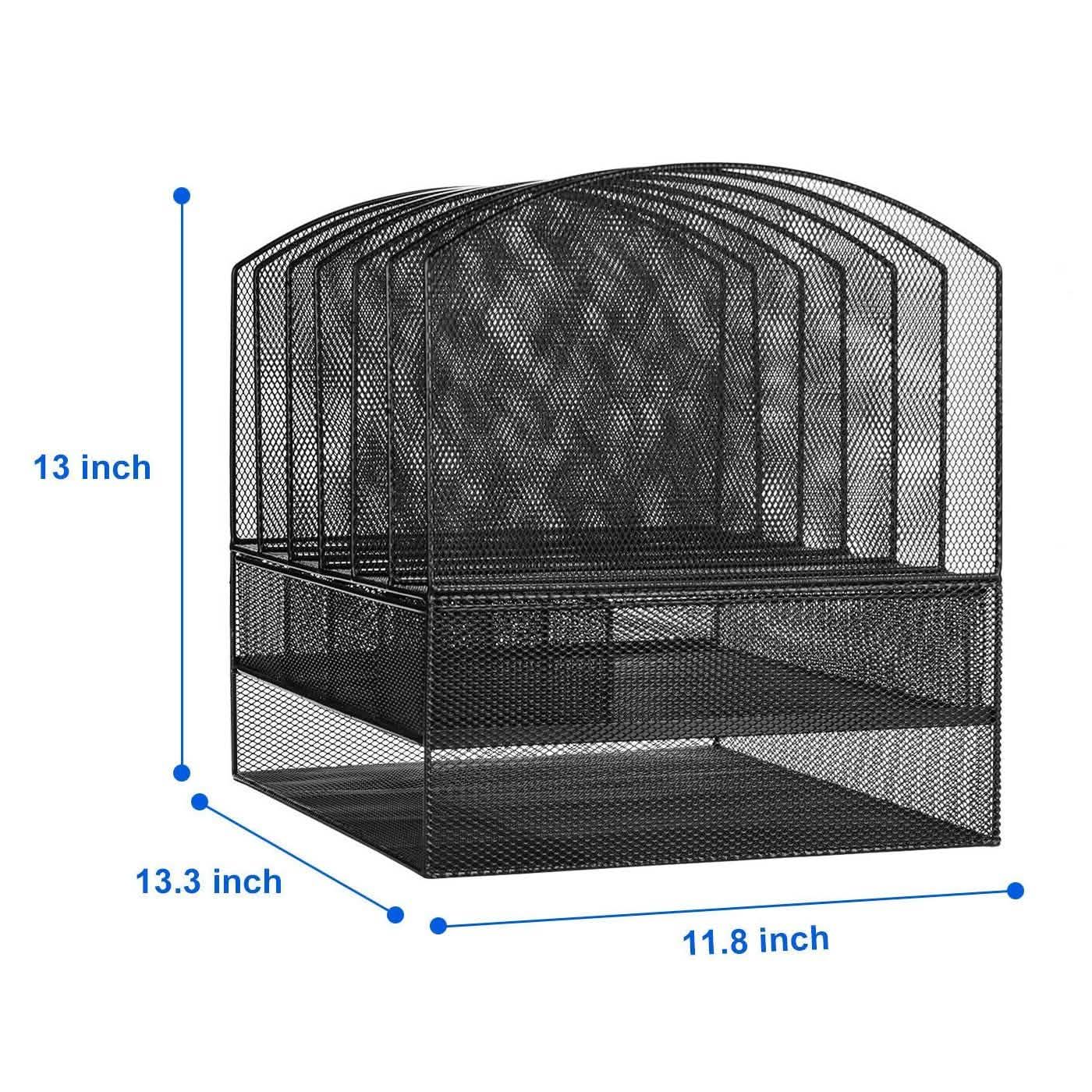 6 Trays 2 Tier Mesh Desk File Sorter Organizer Office Document Holder with Drawer Everything Else - DailySale