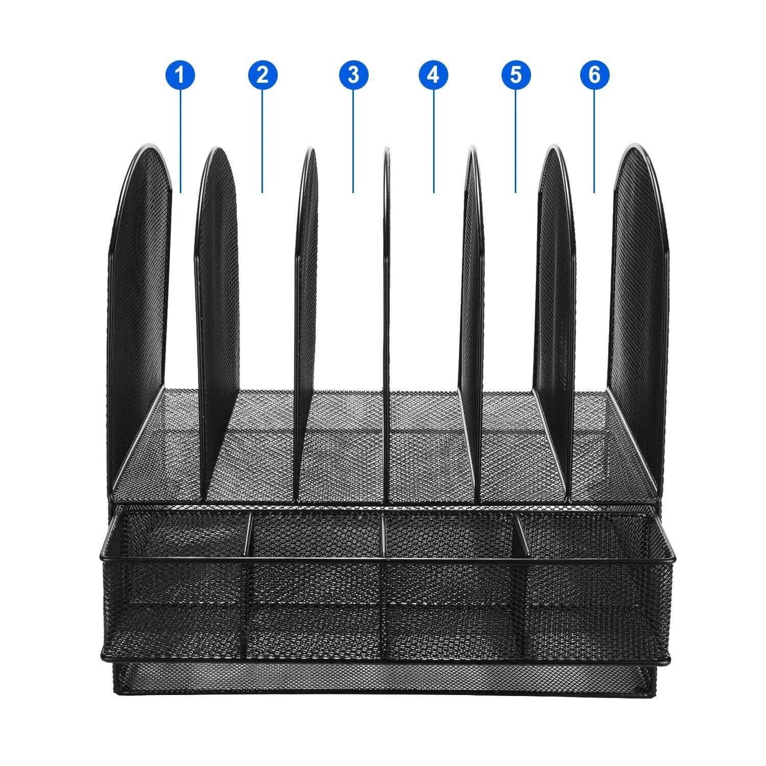 6 Trays 2 Tier Mesh Desk File Sorter Organizer Office Document Holder with Drawer Everything Else - DailySale
