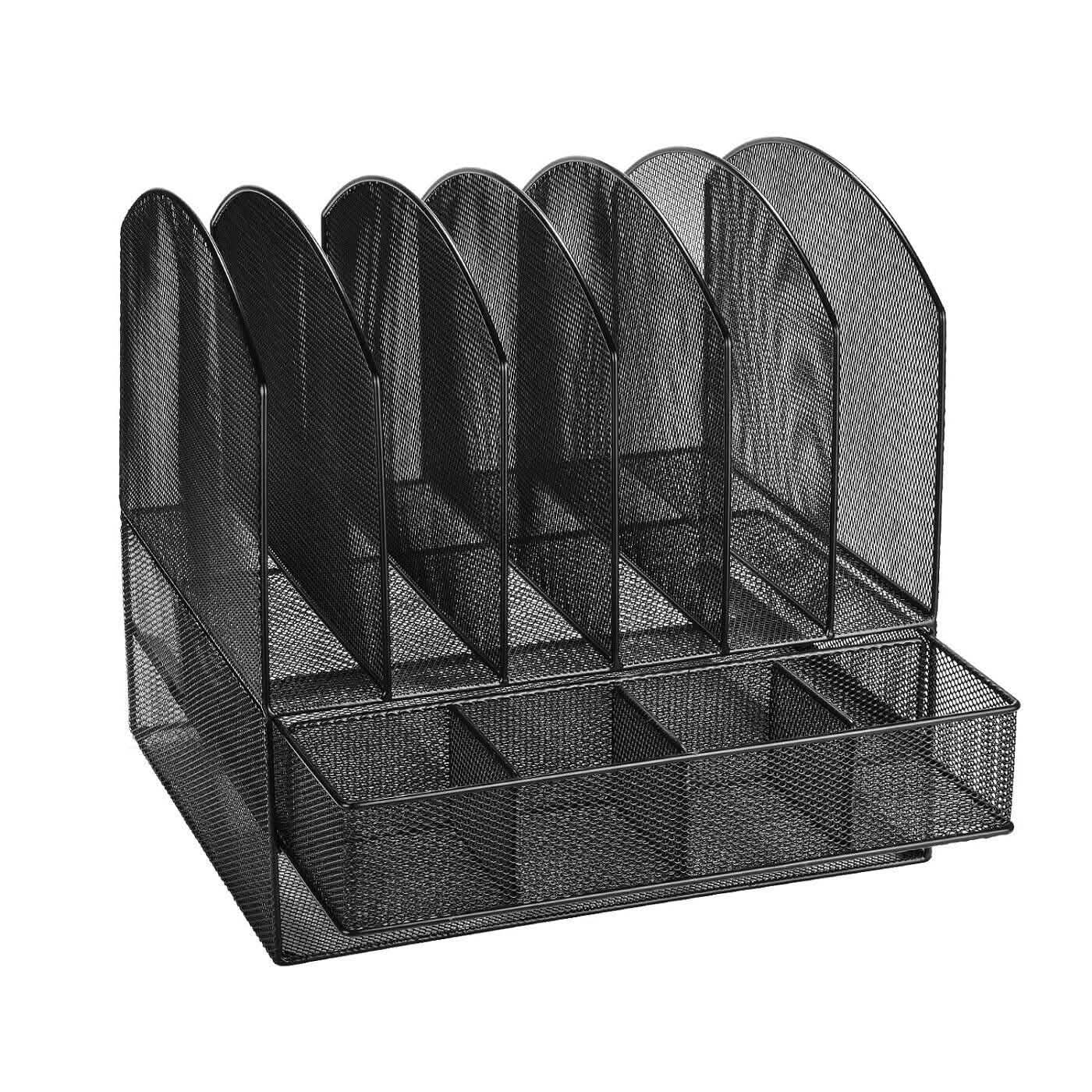 6 Trays 2 Tier Mesh Desk File Sorter Organizer Office Document Holder with Drawer Everything Else - DailySale