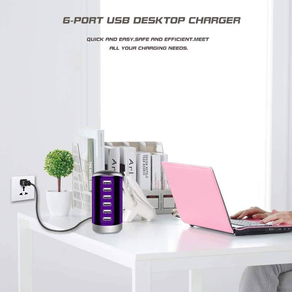 6 USB Port 30W Smart Charging Tower - Assorted Colors Gadgets & Accessories - DailySale