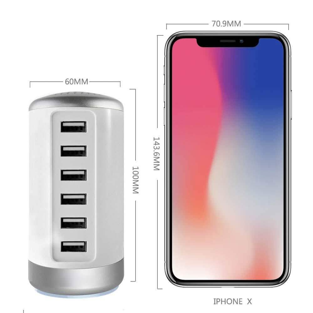 6 USB Port 30W Smart Charging Tower - Assorted Colors Gadgets & Accessories - DailySale