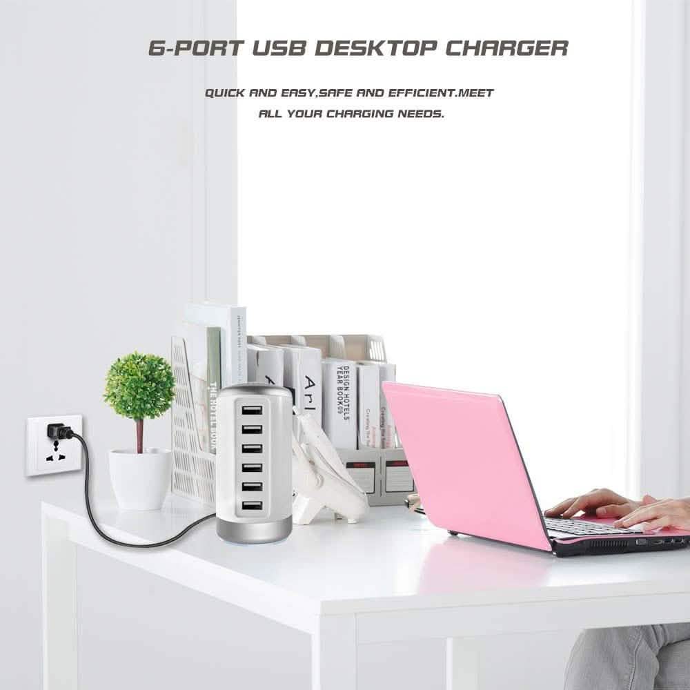 6 USB Port 30W Smart Charging Tower - Assorted Colors Gadgets & Accessories - DailySale