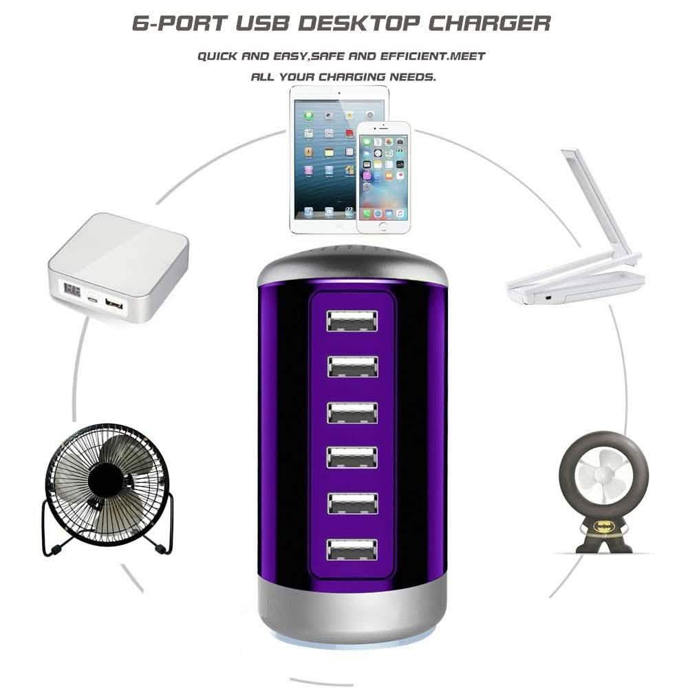 6 USB Port 30W Smart Charging Tower - Assorted Colors Gadgets & Accessories - DailySale
