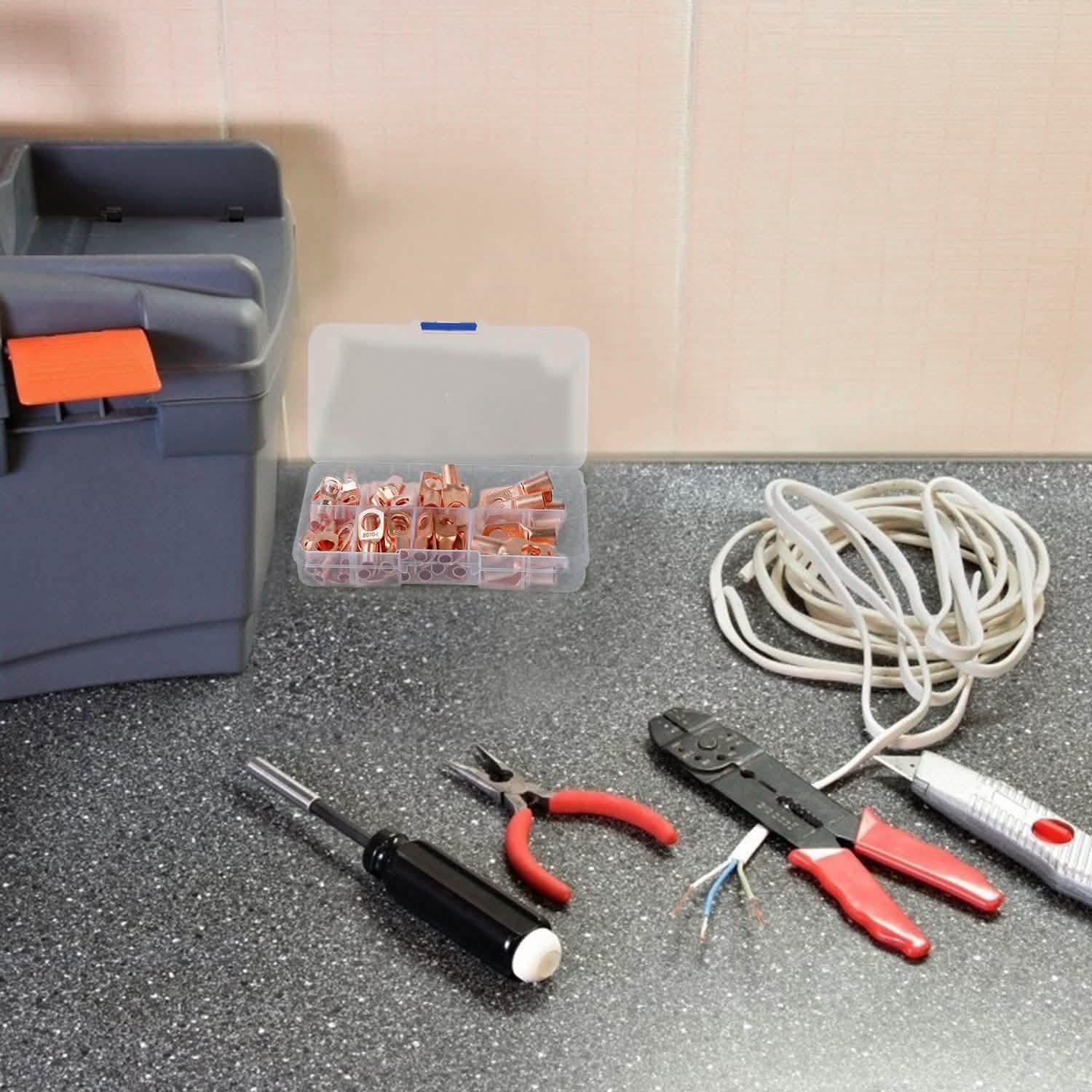 60-Piece: Battery Bare Copper Ring Lug Terminals Household Batteries & Electrical - DailySale