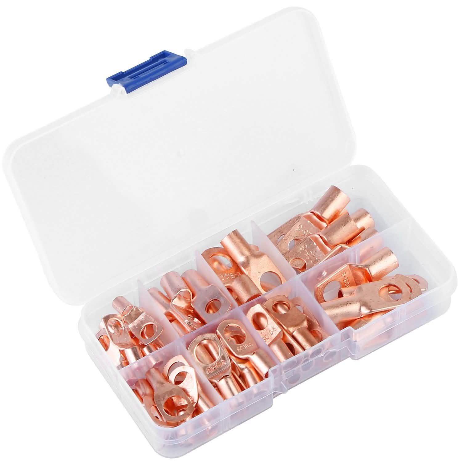 60-Piece: Battery Bare Copper Ring Lug Terminals Household Batteries & Electrical - DailySale