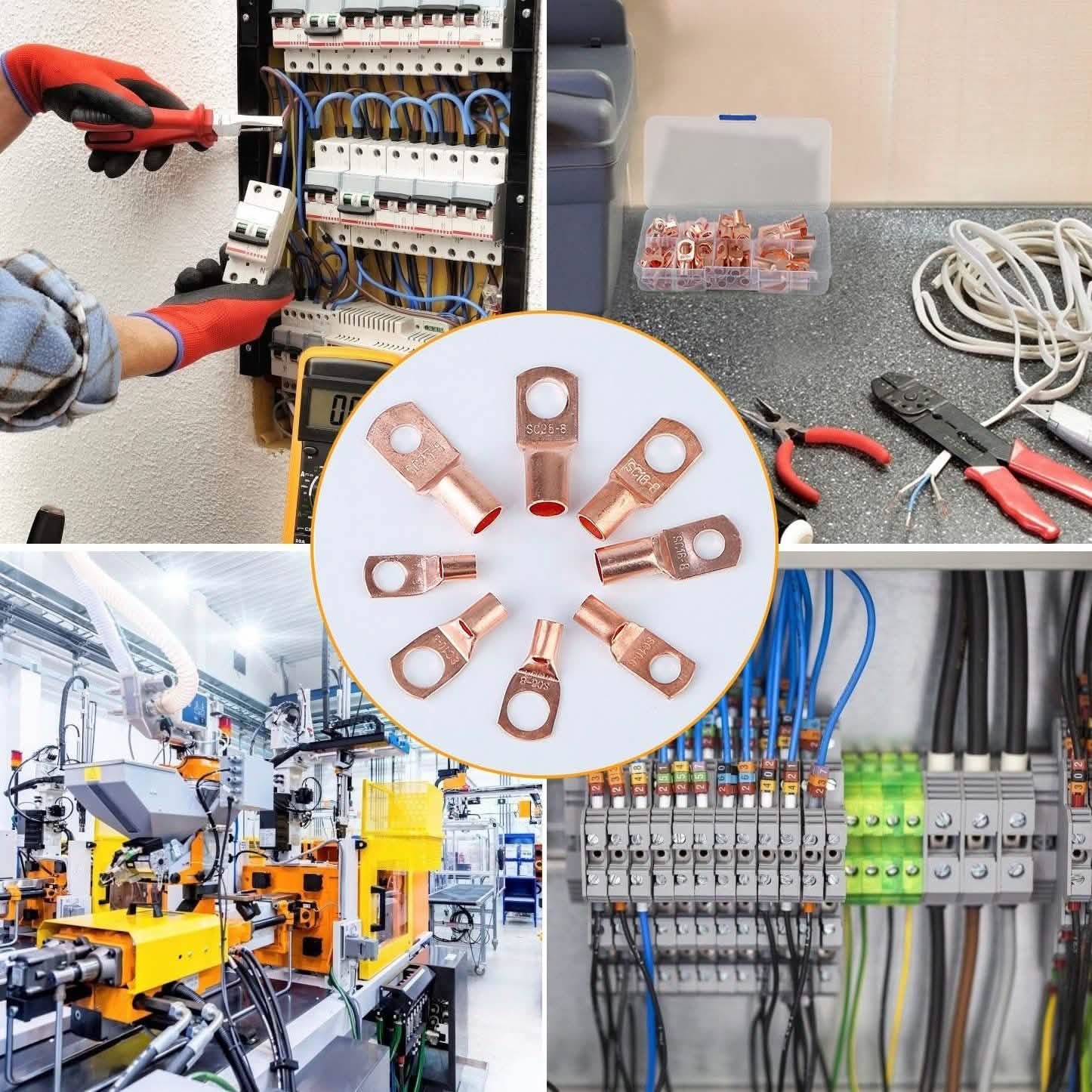 60-Piece: Battery Bare Copper Ring Lug Terminals Household Batteries & Electrical - DailySale