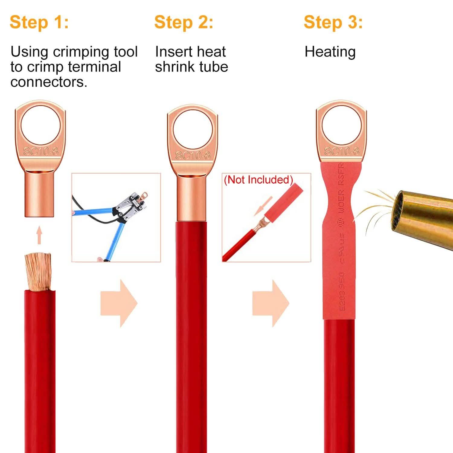 60-Piece: Battery Bare Copper Ring Lug Terminals Household Batteries & Electrical - DailySale