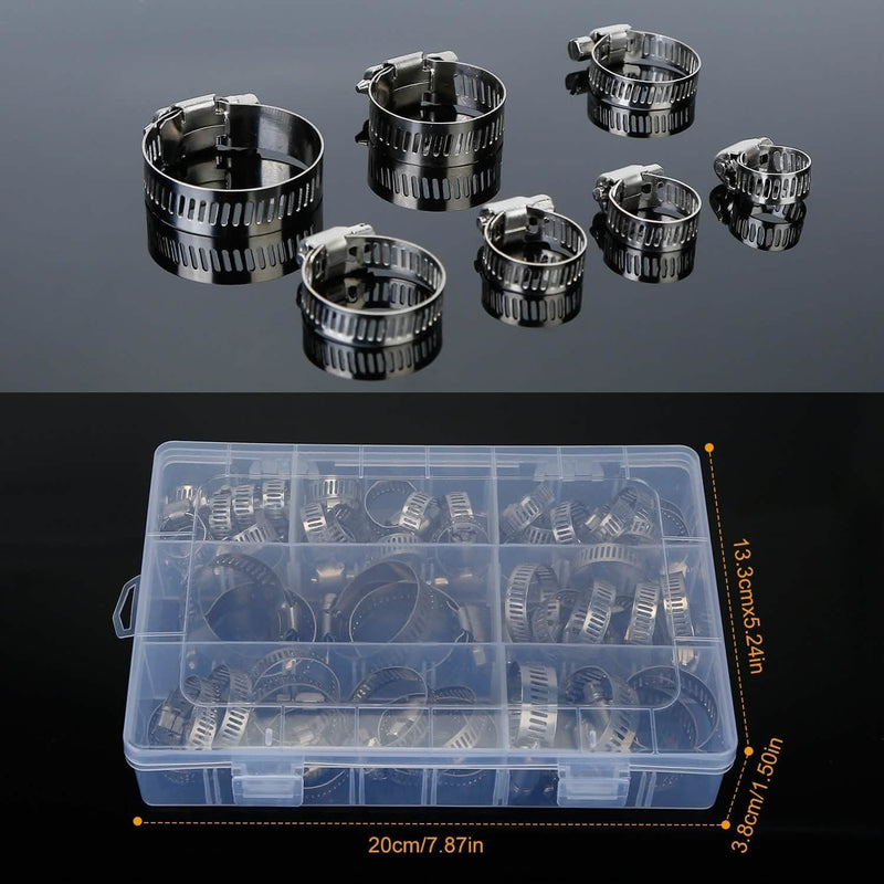 60-Pieces: Hose Clamp Stainless Steel Adjustable Worm Gear Automotive - DailySale