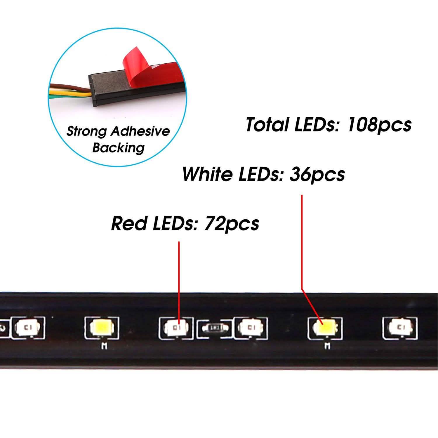 60" Truck Tailgate Brake/Reverse/Turn Signal LED Light Stip Automotive - DailySale