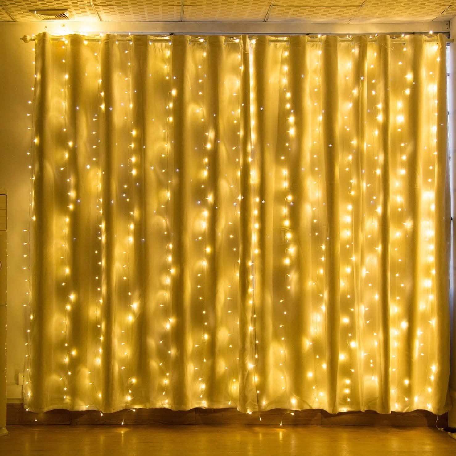 600 LED 9.8 x 19.6 FT. LED Curtain Lights with 8 Light Modes and Memory Function Lighting & Decor - DailySale