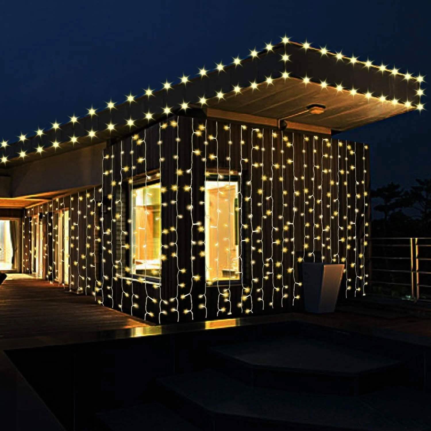 600 LED 9.8 x 19.6 FT. LED Curtain Lights with 8 Light Modes and Memory Function Lighting & Decor - DailySale
