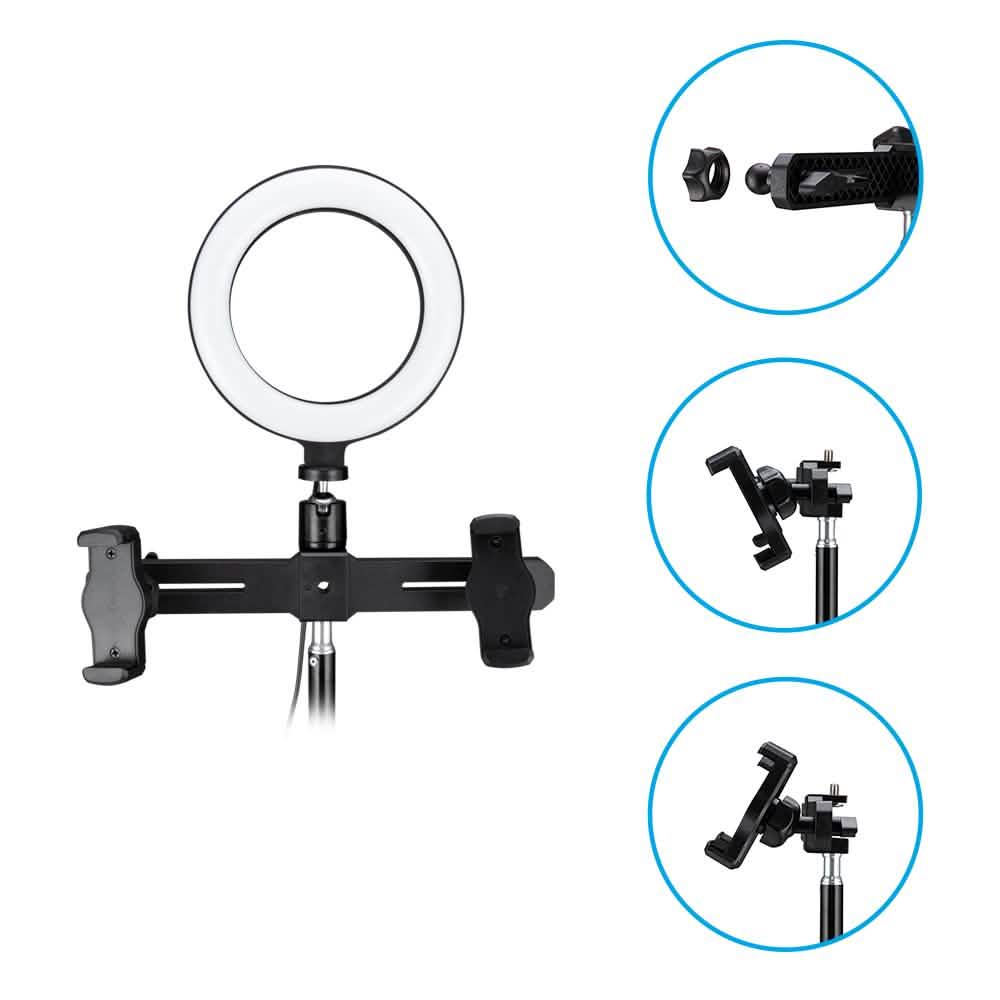 6.3" Multi-function Selfie Ring Light with Tripod Stand Mobile Accessories - DailySale