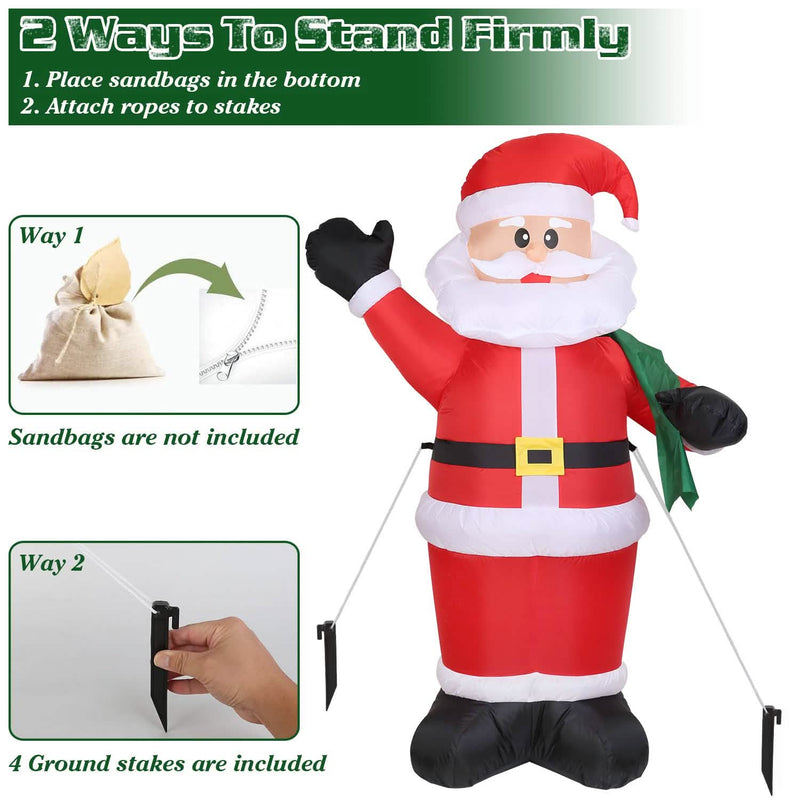 6.4ft Inflatable Christmas Giant Santa Claus Holiday Decor & Apparel - DailySale