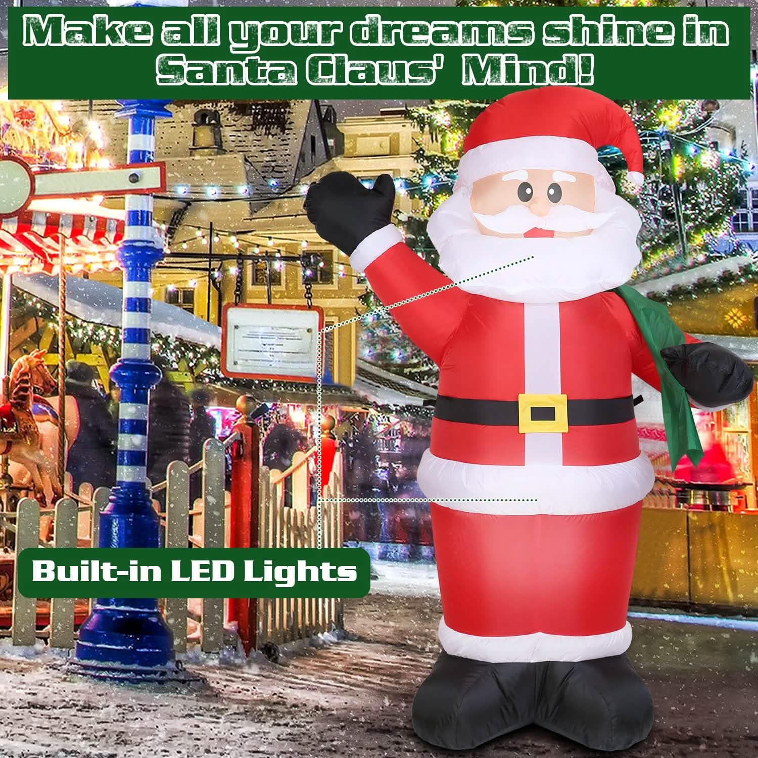 6.4ft Inflatable Christmas Giant Santa Claus Holiday Decor & Apparel - DailySale