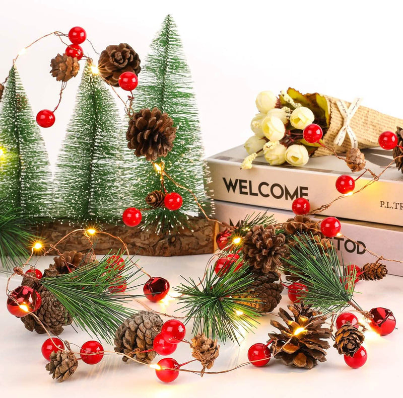 6.5Ft. 20 LED Christmas Garland with Lights Holiday Decor & Apparel - DailySale