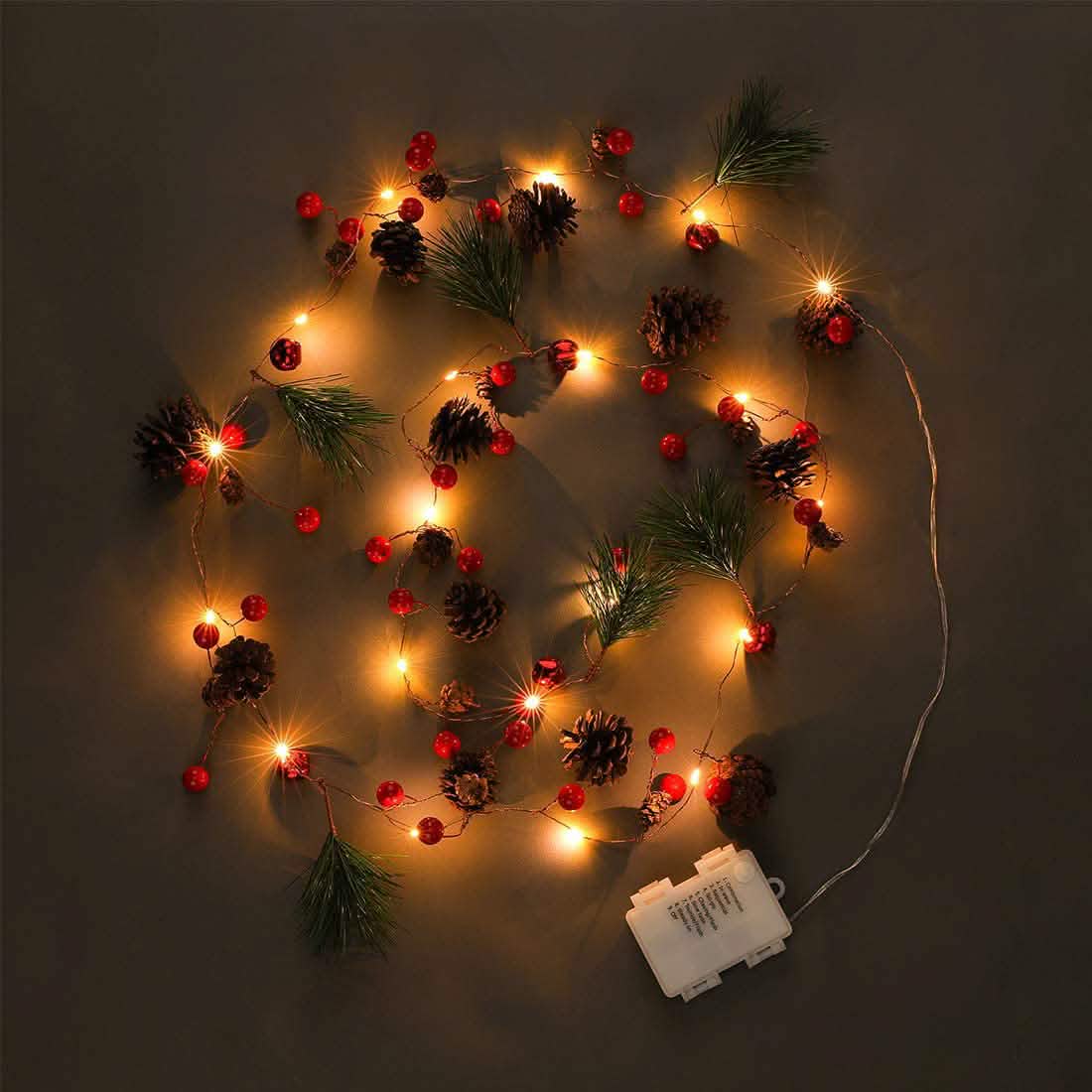 6.5Ft. 20 LED Christmas Garland with Lights Holiday Decor & Apparel - DailySale