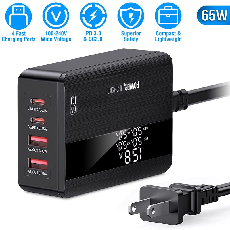 65W 4 USB Port Fast Wall Charger Mobile Accessories - DailySale