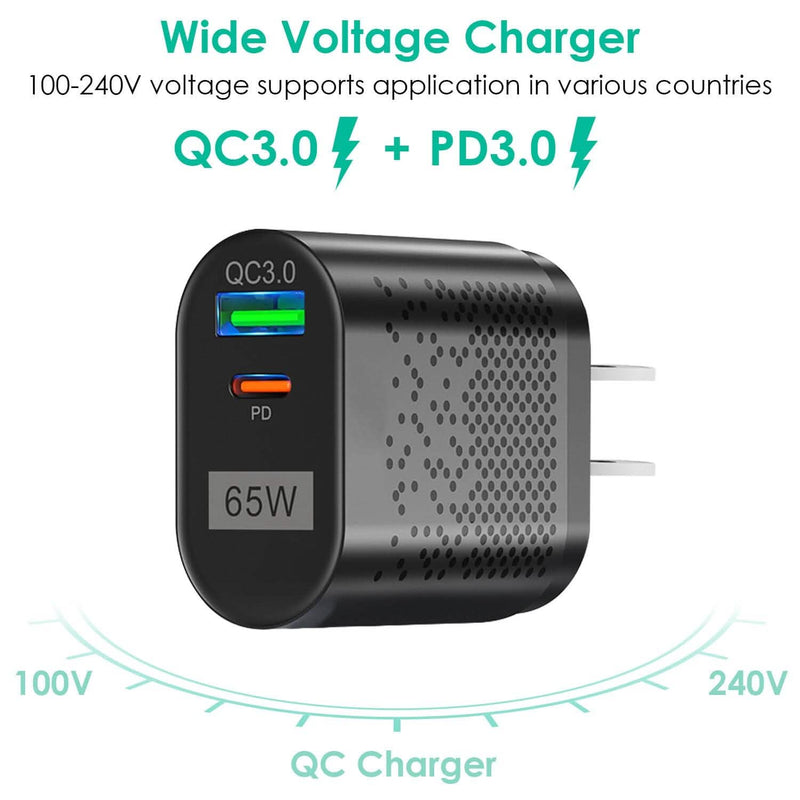65W Type C Fast Wall Charger PD QC3.0 Adapter Mobile Accessories - DailySale