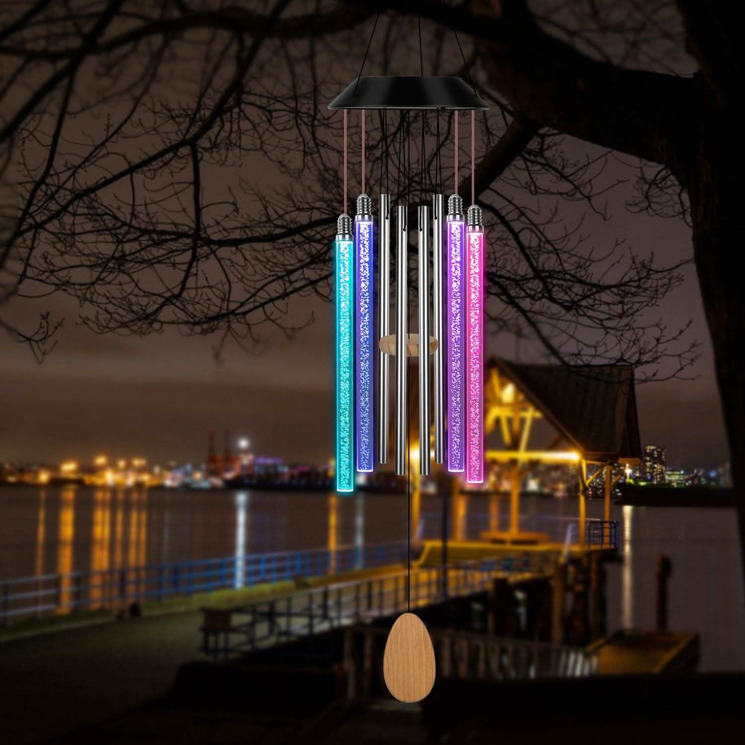 7 Color Changing Solar Wind Chime Lights Outdoor Lighting - DailySale