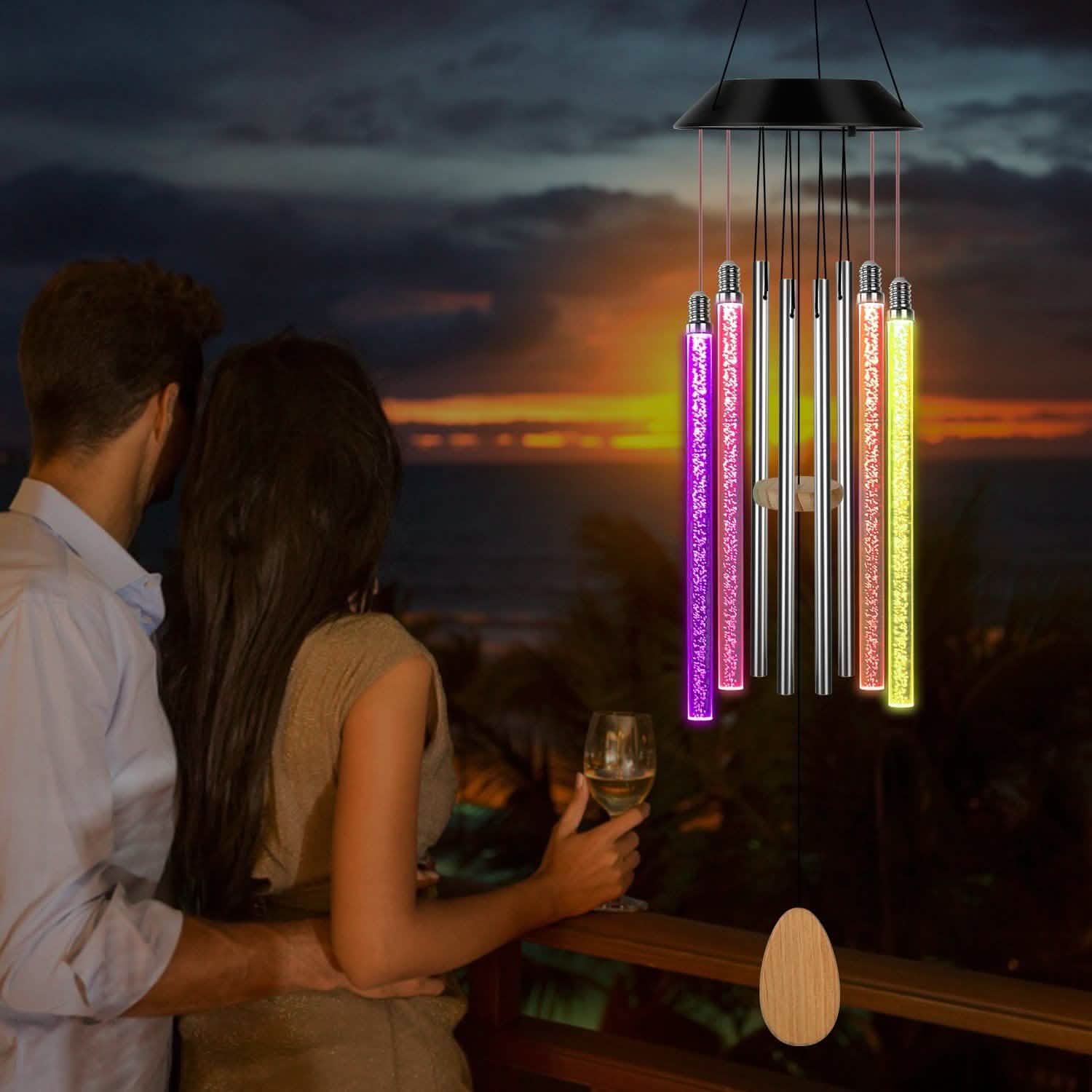 7 Color Changing Solar Wind Chime Lights Outdoor Lighting - DailySale