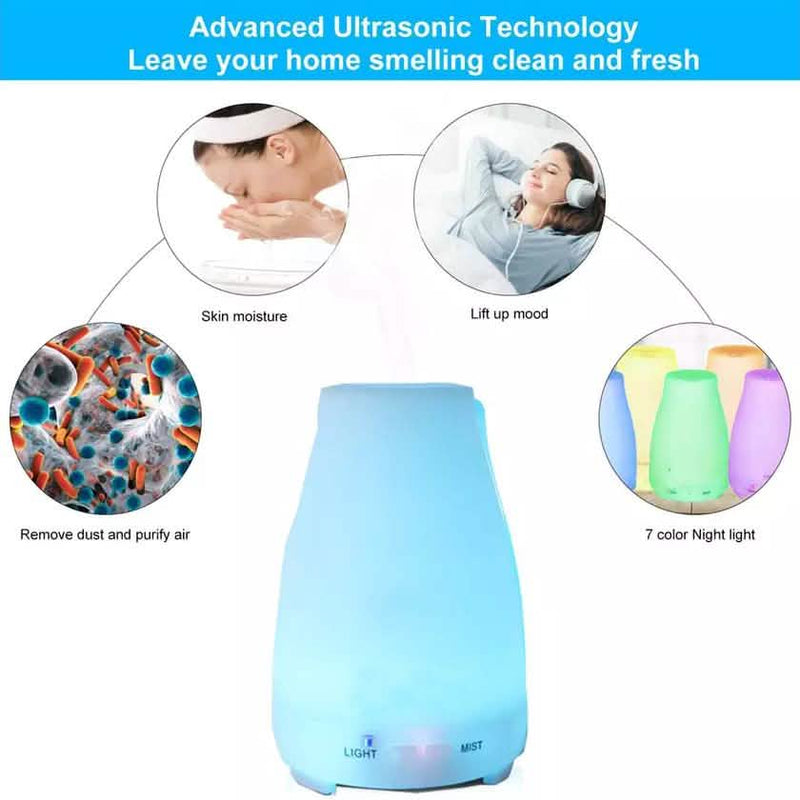 7 Color LED 200ML Ultrasonic Essential Oil Aroma Diffuser and Humidifier with Remote Wellness - DailySale