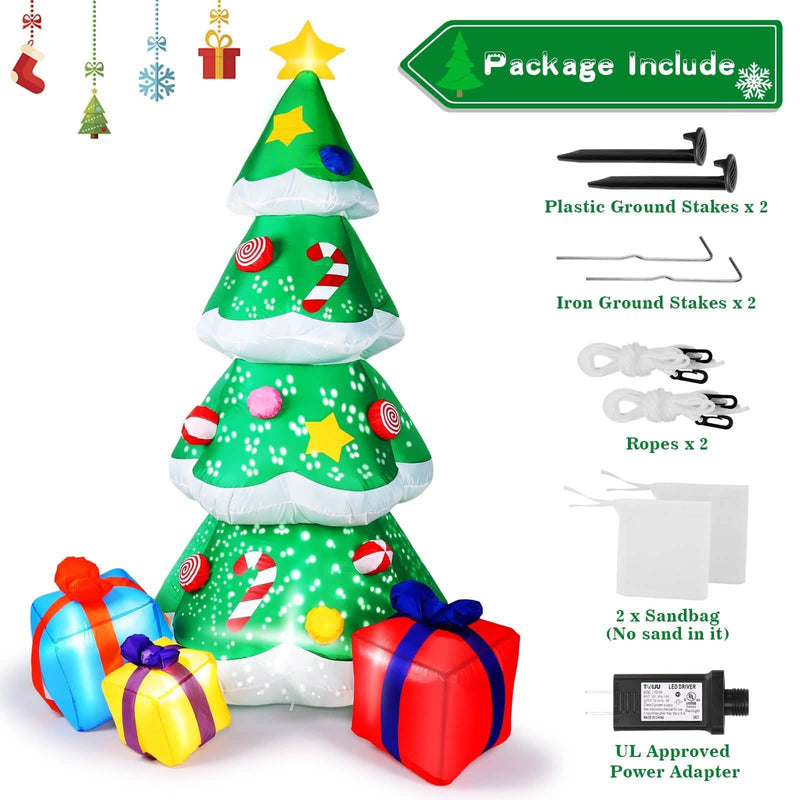 7 Ft. Inflatable Christmas Tree Santa Decor with LED Lights Holiday Decor & Apparel - DailySale