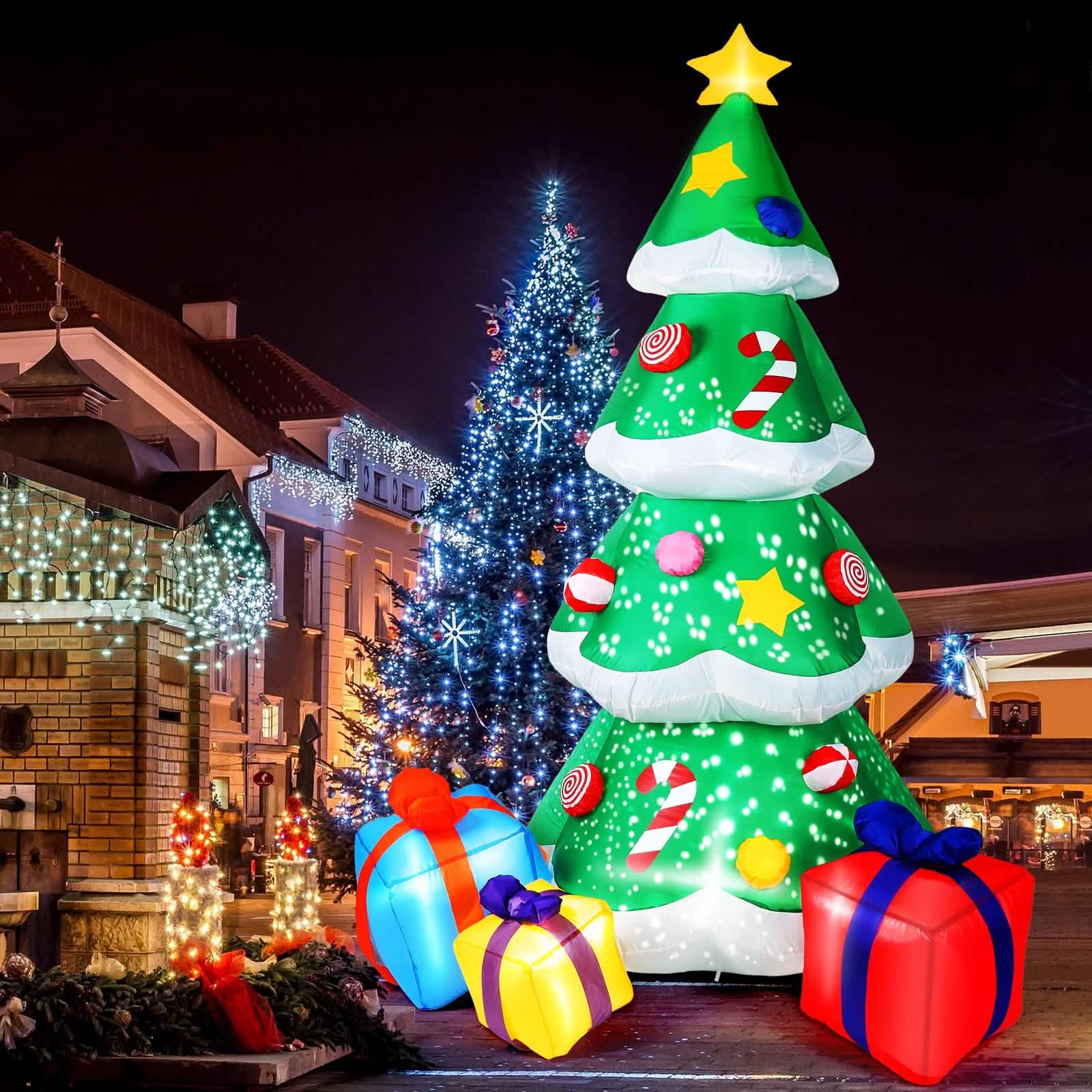 7 Ft. Inflatable Christmas Tree Santa Decor with LED Lights Holiday Decor & Apparel - DailySale