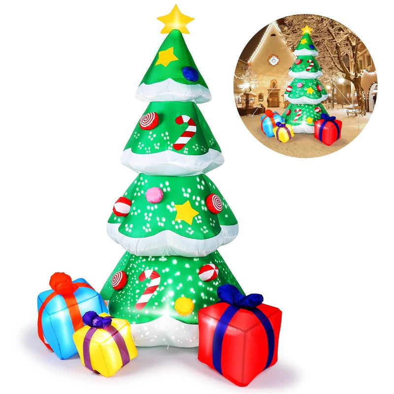 7 Ft. Inflatable Christmas Tree Santa Decor with LED Lights Holiday Decor & Apparel - DailySale
