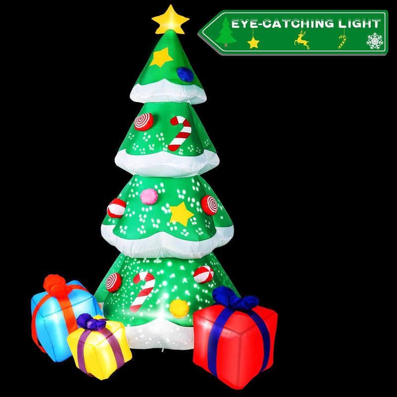 7 Ft. Inflatable Christmas Tree Santa Decor with LED Lights Holiday Decor & Apparel - DailySale