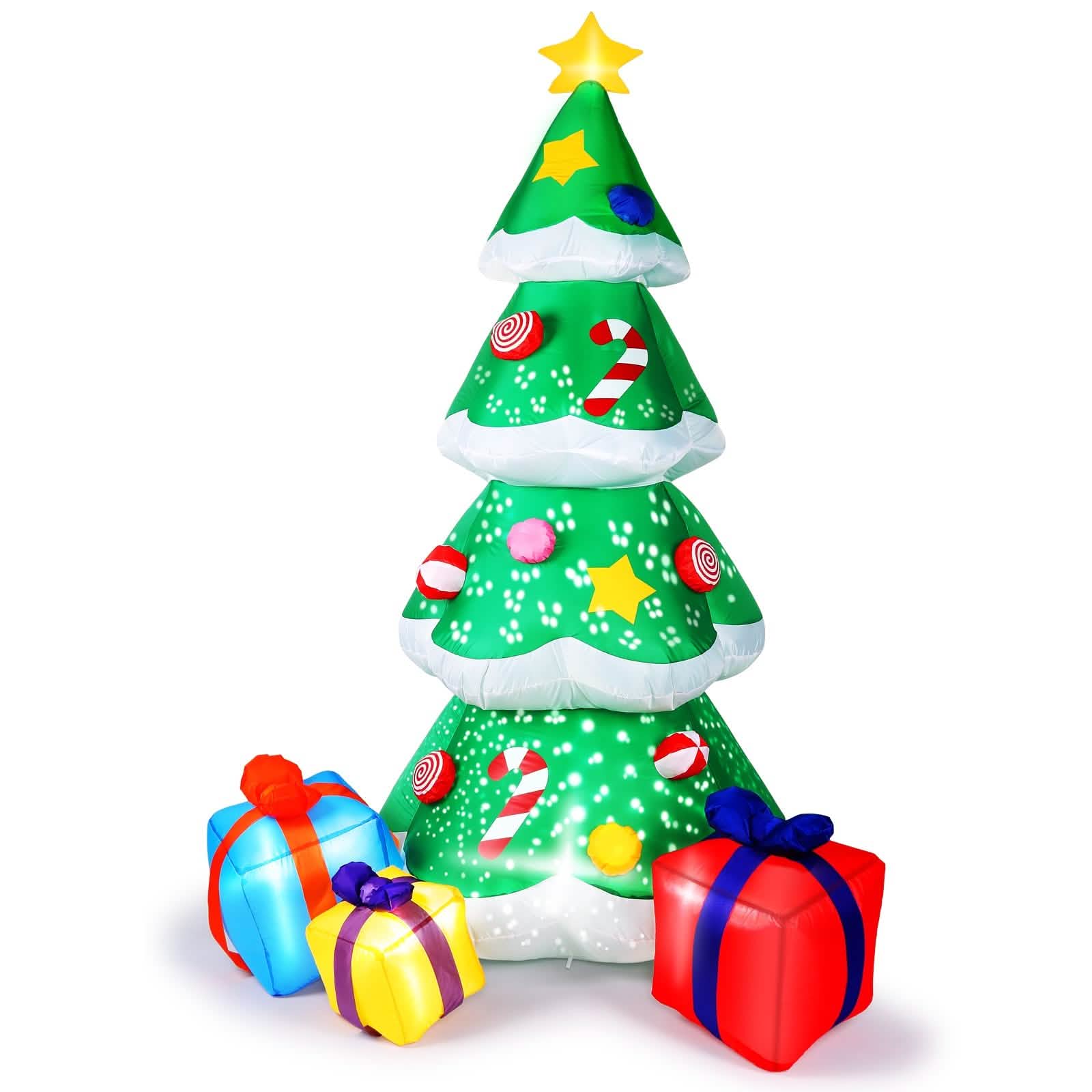 7 Ft. Inflatable Christmas Tree Santa Decor with LED Lights Holiday Decor & Apparel - DailySale