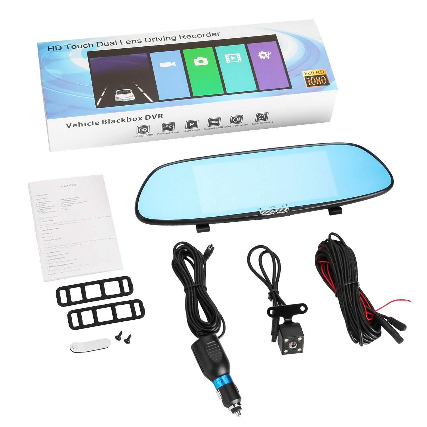 7'' HD 1080P Car DVR Dual Lens Camera Vehicle Rearview Mirror Dash Cam Recorder Automotive - DailySale