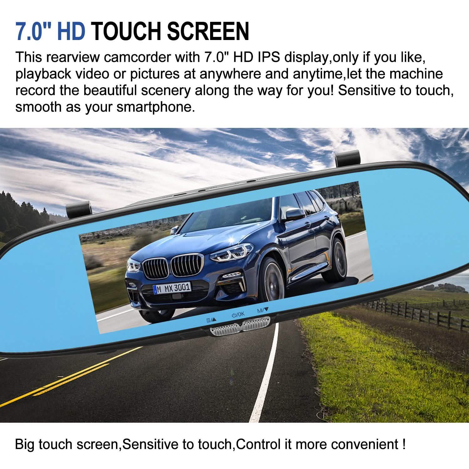 7'' HD 1080P Car DVR Dual Lens Camera Vehicle Rearview Mirror Dash Cam Recorder Automotive - DailySale