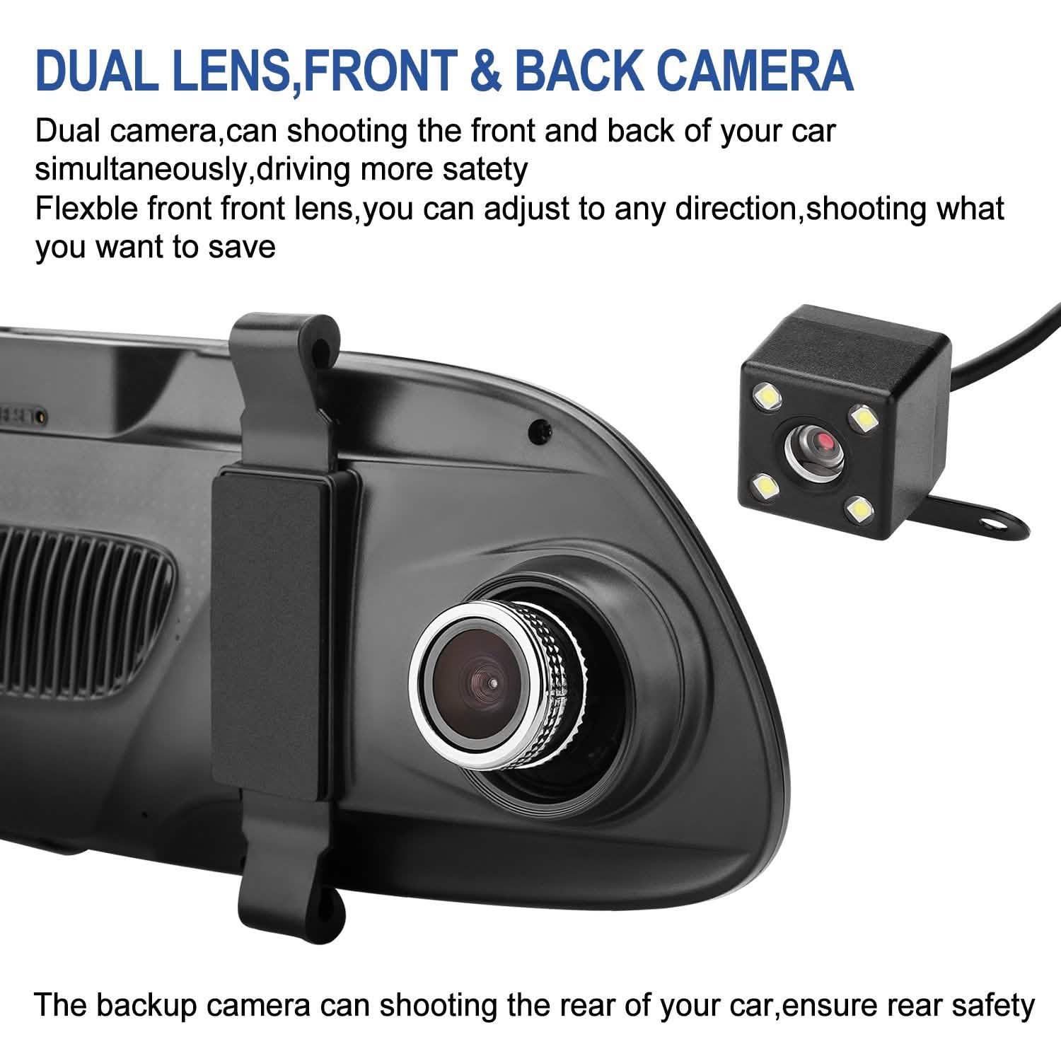7'' HD 1080P Car DVR Dual Lens Camera Vehicle Rearview Mirror Dash Cam Recorder Automotive - DailySale