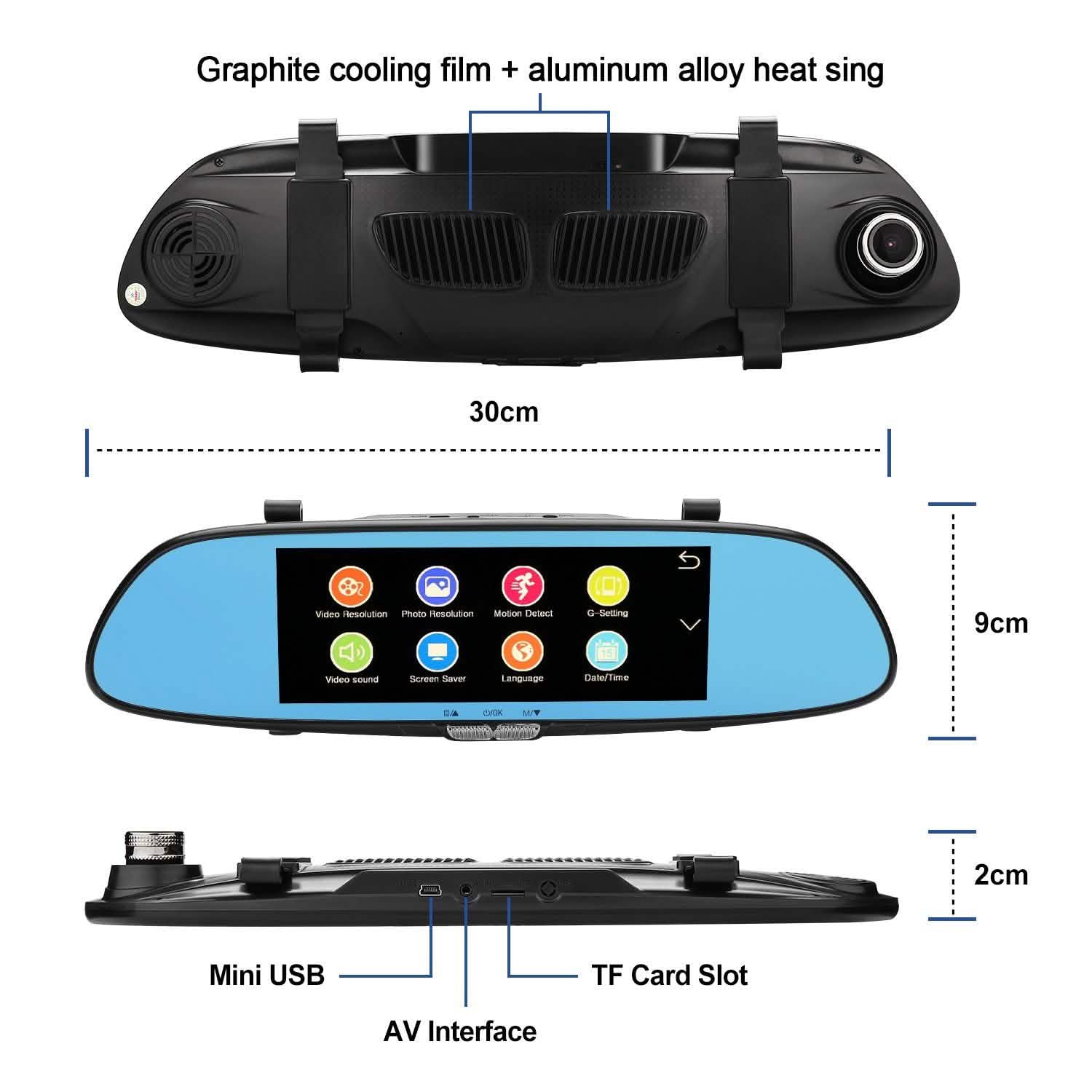 7'' HD 1080P Car DVR Dual Lens Camera Vehicle Rearview Mirror Dash Cam Recorder Automotive - DailySale