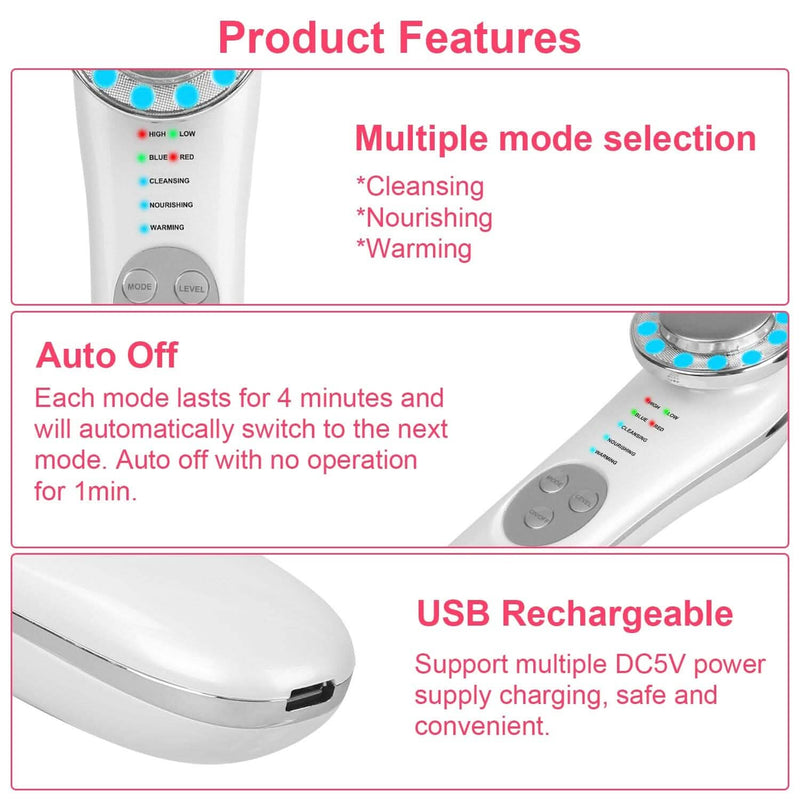 7-in-1 Facial Massager Ultrasonic High Frequency Face Lifting Machine Beauty & Personal Care - DailySale