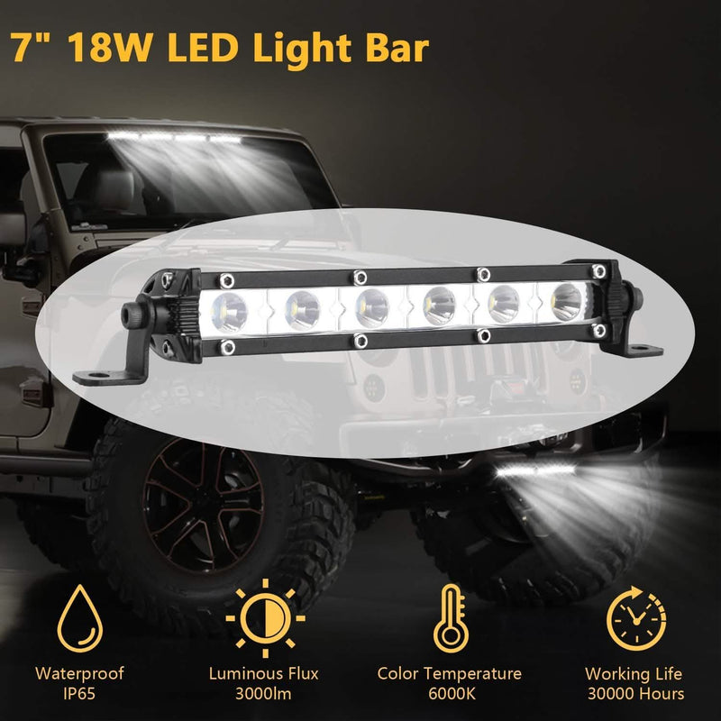 7" LED Light Bar Single Row Offroad Spot Lights Automotive - DailySale