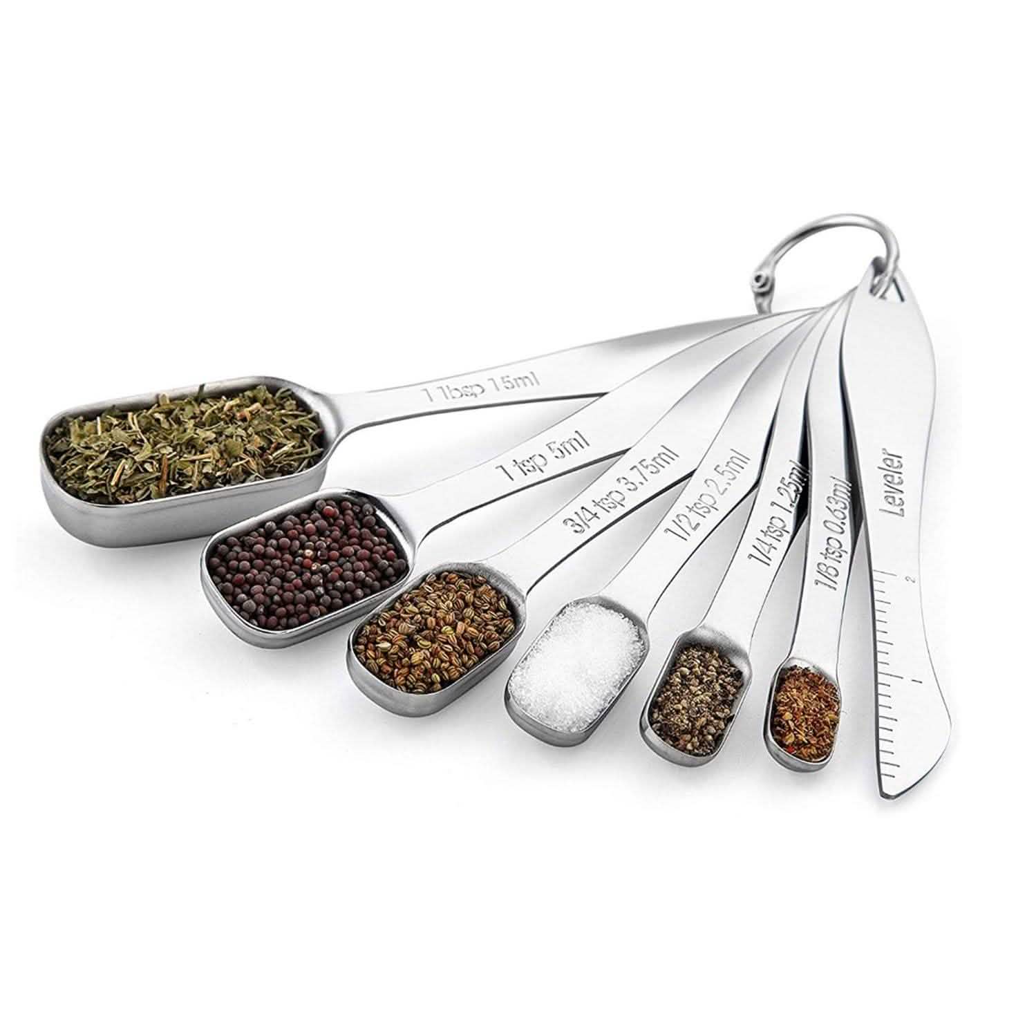 7-Piece: Heavy Duty Stainless Steel Metal Measuring Spoons Kitchen & Dining - DailySale