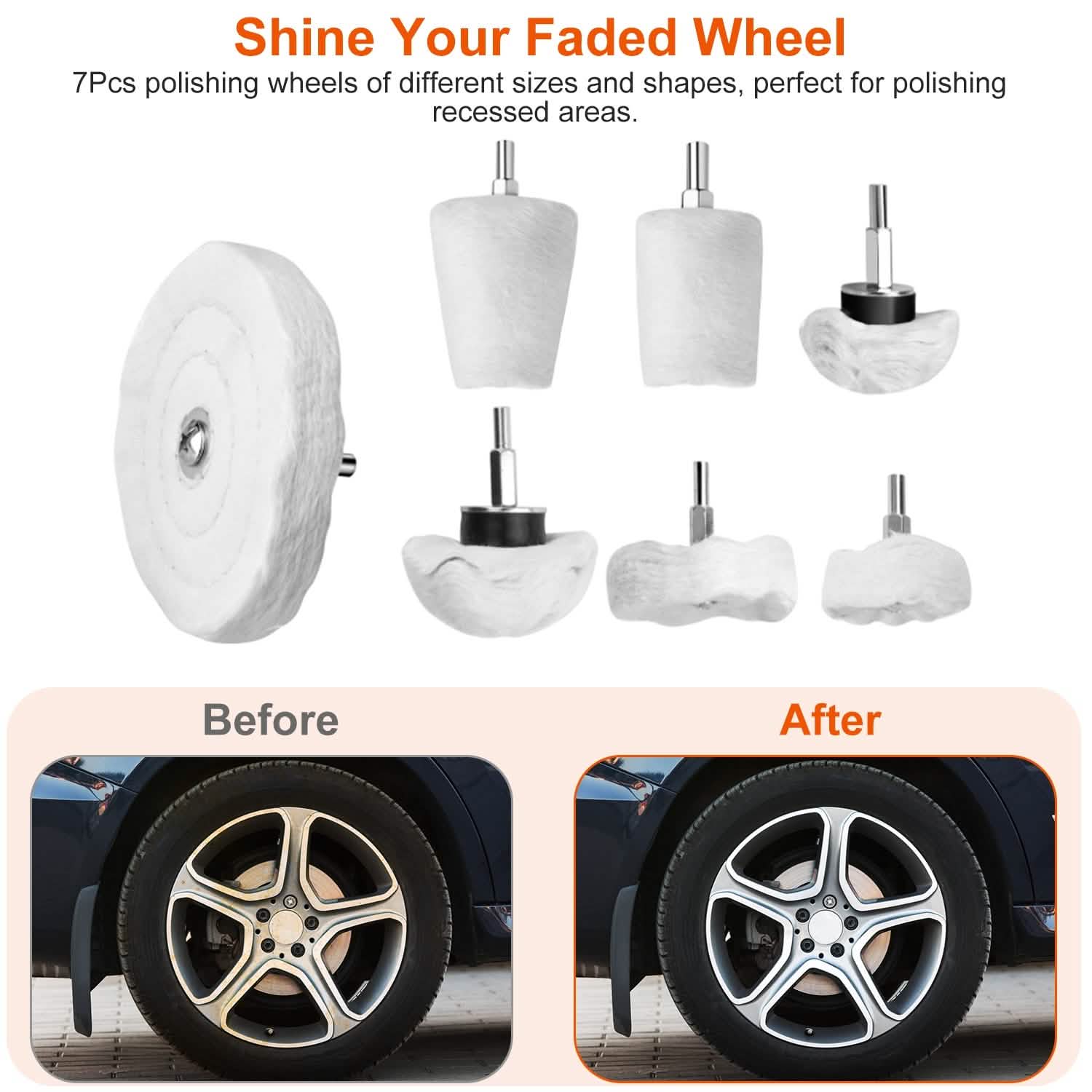7-Pieces Set: Wheels Polishing Pads Car Buffing Automotive - DailySale