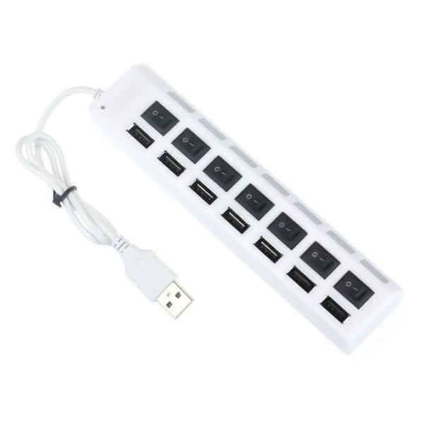 7 Port USB 2.0 Hub Computer Accessories White - DailySale