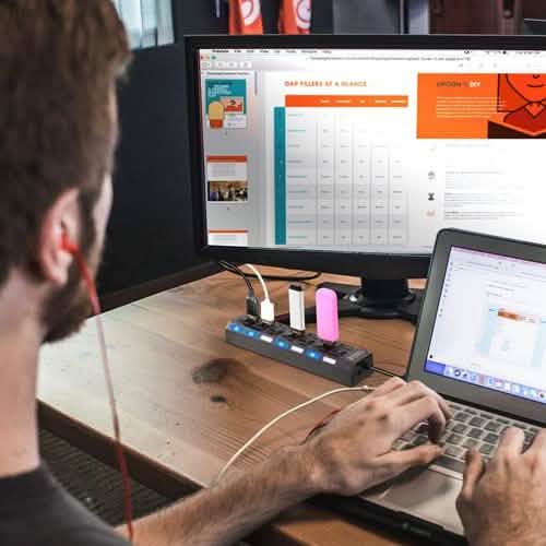 7 Port USB 2.0 Hub High Speed Multiport Computer Accessories - DailySale