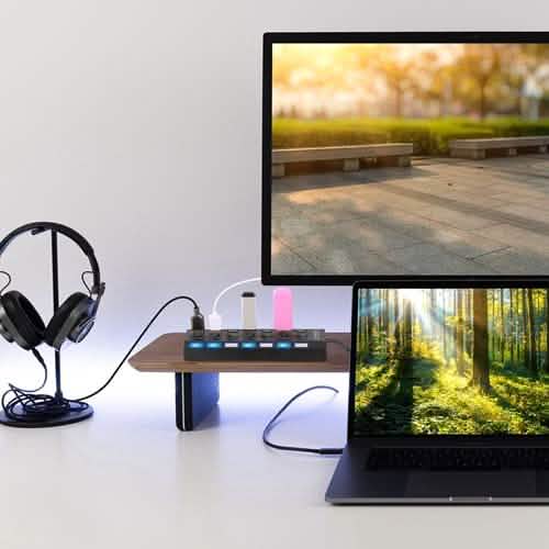 7 Port USB 2.0 Hub High Speed Multiport Computer Accessories - DailySale